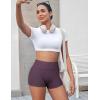 imageYEOREO Low Rise Biker Shorts with Pockets for Women 36 Gym Workout No Front Seam Eloiwen Yoga Booty Scrunch ShortsBlackberry Purple