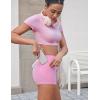 imageYEOREO Low Rise Biker Shorts with Pockets for Women 36 Gym Workout No Front Seam Eloiwen Yoga Booty Scrunch ShortsBubblegum Pink