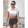 imageYEOREO Low Rise Biker Shorts with Pockets for Women 36 Gym Workout No Front Seam Eloiwen Yoga Booty Scrunch ShortsCoal