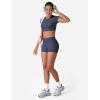 imageYEOREO Low Rise Biker Shorts with Pockets for Women 36 Gym Workout No Front Seam Eloiwen Yoga Booty Scrunch ShortsNavy Blue