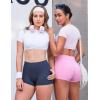imageYEOREO Low Rise Biker Shorts with Pockets for Women 36 Gym Workout No Front Seam Eloiwen Yoga Booty Scrunch ShortsNavy Blue