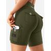 imageYEOREO CoreFlex Women Workout Biker Shorts with Cargo Pockets Hidden Scrunch High Waisted 8 Inseam Gym ShortsArmy Green
