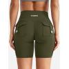 imageYEOREO CoreFlex Women Workout Biker Shorts with Cargo Pockets Hidden Scrunch High Waisted 8 Inseam Gym ShortsArmy Green