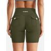 imageYEOREO CoreFlex Women Workout Biker Shorts with Cargo Pockets Hidden Scrunch High Waisted 8 Inseam Gym ShortsArmy Green