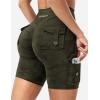 imageYEOREO CoreFlex Women Workout Biker Shorts with Cargo Pockets Hidden Scrunch High Waisted 8 Inseam Gym ShortsArmy Green Camo
