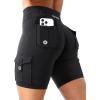 imageYEOREO CoreFlex Women Workout Biker Shorts with Cargo Pockets Hidden Scrunch High Waisted 8 Inseam Gym ShortsBlack