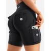 imageYEOREO CoreFlex Women Workout Biker Shorts with Cargo Pockets Hidden Scrunch High Waisted 8 Inseam Gym ShortsBlack