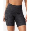 imageYEOREO CoreFlex Women Workout Biker Shorts with Cargo Pockets Hidden Scrunch High Waisted 8 Inseam Gym ShortsBlack Camo