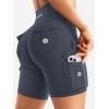 imageYEOREO CoreFlex Women Workout Biker Shorts with Cargo Pockets Hidden Scrunch High Waisted 8 Inseam Gym ShortsCarbon Grey