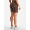 imageYEOREO CoreFlex Women Workout Biker Shorts with Cargo Pockets Hidden Scrunch High Waisted 8 Inseam Gym ShortsChocolate