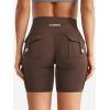 imageYEOREO CoreFlex Women Workout Biker Shorts with Cargo Pockets Hidden Scrunch High Waisted 8 Inseam Gym ShortsChocolate