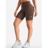 imageYEOREO CoreFlex Women Workout Biker Shorts with Cargo Pockets Hidden Scrunch High Waisted 8 Inseam Gym ShortsChocolate