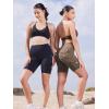 imageYEOREO CoreFlex Women Workout Biker Shorts with Cargo Pockets Hidden Scrunch High Waisted 8 Inseam Gym ShortsCoffee