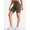 imageYEOREO CoreFlex Women Workout Biker Shorts with Cargo Pockets Hidden Scrunch High Waisted 8 Inseam Gym ShortsCoffee