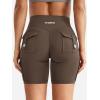 imageYEOREO CoreFlex Women Workout Biker Shorts with Cargo Pockets Hidden Scrunch High Waisted 8 Inseam Gym ShortsCoffee
