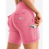 imageYEOREO CoreFlex Women Workout Biker Shorts with Cargo Pockets Hidden Scrunch High Waisted 8 Inseam Gym ShortsCoral Pink