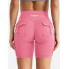 imageYEOREO CoreFlex Women Workout Biker Shorts with Cargo Pockets Hidden Scrunch High Waisted 8 Inseam Gym ShortsCoral Pink
