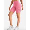 imageYEOREO CoreFlex Women Workout Biker Shorts with Cargo Pockets Hidden Scrunch High Waisted 8 Inseam Gym ShortsCoral Pink