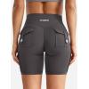 imageYEOREO CoreFlex Women Workout Biker Shorts with Cargo Pockets Hidden Scrunch High Waisted 8 Inseam Gym ShortsDark Grey