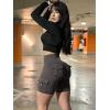 imageYEOREO CoreFlex Women Workout Biker Shorts with Cargo Pockets Hidden Scrunch High Waisted 8 Inseam Gym ShortsDark Grey
