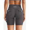 imageYEOREO CoreFlex Women Workout Biker Shorts with Cargo Pockets Hidden Scrunch High Waisted 8 Inseam Gym ShortsDark Grey