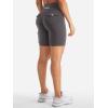 imageYEOREO CoreFlex Women Workout Biker Shorts with Cargo Pockets Hidden Scrunch High Waisted 8 Inseam Gym ShortsDark Grey
