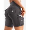 imageYEOREO CoreFlex Women Workout Biker Shorts with Cargo Pockets Hidden Scrunch High Waisted 8 Inseam Gym ShortsDark Grey