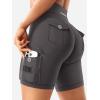 imageYEOREO CoreFlex Women Workout Biker Shorts with Cargo Pockets Hidden Scrunch High Waisted 8 Inseam Gym ShortsDark Grey