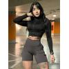 imageYEOREO CoreFlex Women Workout Biker Shorts with Cargo Pockets Hidden Scrunch High Waisted 8 Inseam Gym ShortsDark Grey