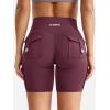 imageYEOREO CoreFlex Women Workout Biker Shorts with Cargo Pockets Hidden Scrunch High Waisted 8 Inseam Gym ShortsDeep Cherry