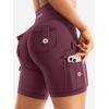 imageYEOREO CoreFlex Women Workout Biker Shorts with Cargo Pockets Hidden Scrunch High Waisted 8 Inseam Gym ShortsDeep Cherry