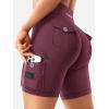 imageYEOREO CoreFlex Women Workout Biker Shorts with Cargo Pockets Hidden Scrunch High Waisted 8 Inseam Gym ShortsDeep Cherry