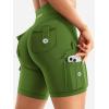 imageYEOREO CoreFlex Women Workout Biker Shorts with Cargo Pockets Hidden Scrunch High Waisted 8 Inseam Gym ShortsGreen