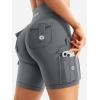 imageYEOREO CoreFlex Women Workout Biker Shorts with Cargo Pockets Hidden Scrunch High Waisted 8 Inseam Gym ShortsLava Grey