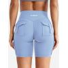 imageYEOREO CoreFlex Women Workout Biker Shorts with Cargo Pockets Hidden Scrunch High Waisted 8 Inseam Gym ShortsLight Blue