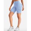 imageYEOREO CoreFlex Women Workout Biker Shorts with Cargo Pockets Hidden Scrunch High Waisted 8 Inseam Gym ShortsLight Blue