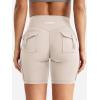 imageYEOREO CoreFlex Women Workout Biker Shorts with Cargo Pockets Hidden Scrunch High Waisted 8 Inseam Gym ShortsLight Khaki