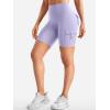 imageYEOREO CoreFlex Women Workout Biker Shorts with Cargo Pockets Hidden Scrunch High Waisted 8 Inseam Gym ShortsLight Purple