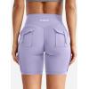 imageYEOREO CoreFlex Women Workout Biker Shorts with Cargo Pockets Hidden Scrunch High Waisted 8 Inseam Gym ShortsLight Purple