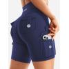 imageYEOREO CoreFlex Women Workout Biker Shorts with Cargo Pockets Hidden Scrunch High Waisted 8 Inseam Gym ShortsNavy