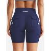 imageYEOREO CoreFlex Women Workout Biker Shorts with Cargo Pockets Hidden Scrunch High Waisted 8 Inseam Gym ShortsNavy