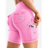 imageYEOREO CoreFlex Women Workout Biker Shorts with Cargo Pockets Hidden Scrunch High Waisted 8 Inseam Gym ShortsPink