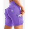 imageYEOREO CoreFlex Women Workout Biker Shorts with Cargo Pockets Hidden Scrunch High Waisted 8 Inseam Gym ShortsPurple