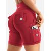 imageYEOREO CoreFlex Women Workout Biker Shorts with Cargo Pockets Hidden Scrunch High Waisted 8 Inseam Gym ShortsRed
