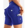 imageYEOREO CoreFlex Women Workout Biker Shorts with Cargo Pockets Hidden Scrunch High Waisted 8 Inseam Gym ShortsRoyal Blue