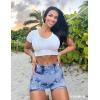 imageYEOREO Professional Women Workout Shorts 36 Scrunch Shorts Seamless High Waisted Contour Gym Yoga Biker ShortsLight Blue Tie Dye