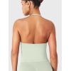 imageYEOREO SoftHue Impact Longline Strappy Top Womens Halter Workout Tank Tops Backless Gym Longline with Adjustable StrapFog Green