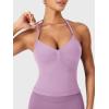 imageYEOREO SoftHue Impact Longline Strappy Top Womens Halter Workout Tank Tops Backless Gym Longline with Adjustable StrapPink Purple