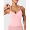 imageYEOREO SoftHue Impact Longline Strappy Top Womens Halter Workout Tank Tops Backless Gym Longline with Adjustable StrapPink Rose