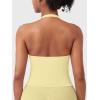 imageYEOREO SoftHue Womens Impact Halter Tank Top Longline Backless Scoop Neck Builtin Bra Sports Workout Gym Crop TopCreamy Yellow